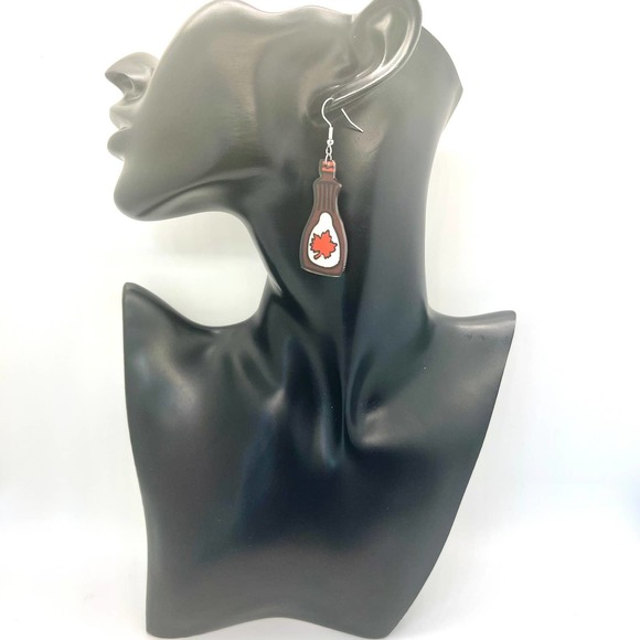 Maple Syrup Earrings - Canadian Syrup - Breakfast Earrings - Syrup Accessories - Picture 6 of 8